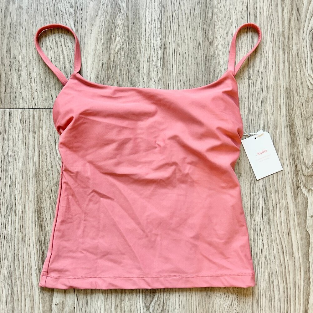 Andie The Longline Tank Tankini Swim Top in Punch Pink Size S NWT - Picture 2 of 4